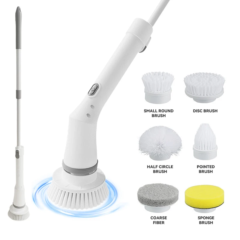 

Hot Sale Electric Spin Scrubber 2 Speeds Cordless Power Spinning Cleaner Brush Handheld Shower with 6 Replaceable Brush Heads