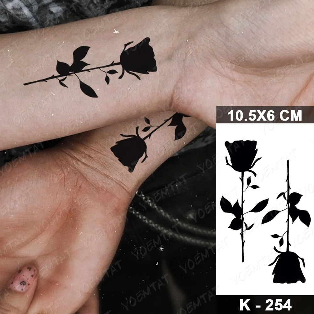 

Rose Flower Line Female Wrist Ankle Tatto Body Art Waterproof Temporary Tattoo Sticker for Kids, Cmyk