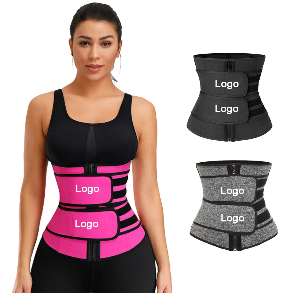 

Oem Custom Private Label Waist Tummy Control Double Belt 7 Steel Bone Latex Waist Trainer Corset, Black, pink