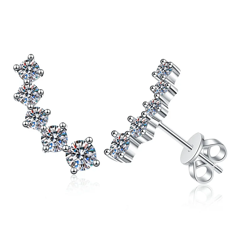 S925 Sterling Silver Moissanite Diamond Smile Arc Earrings