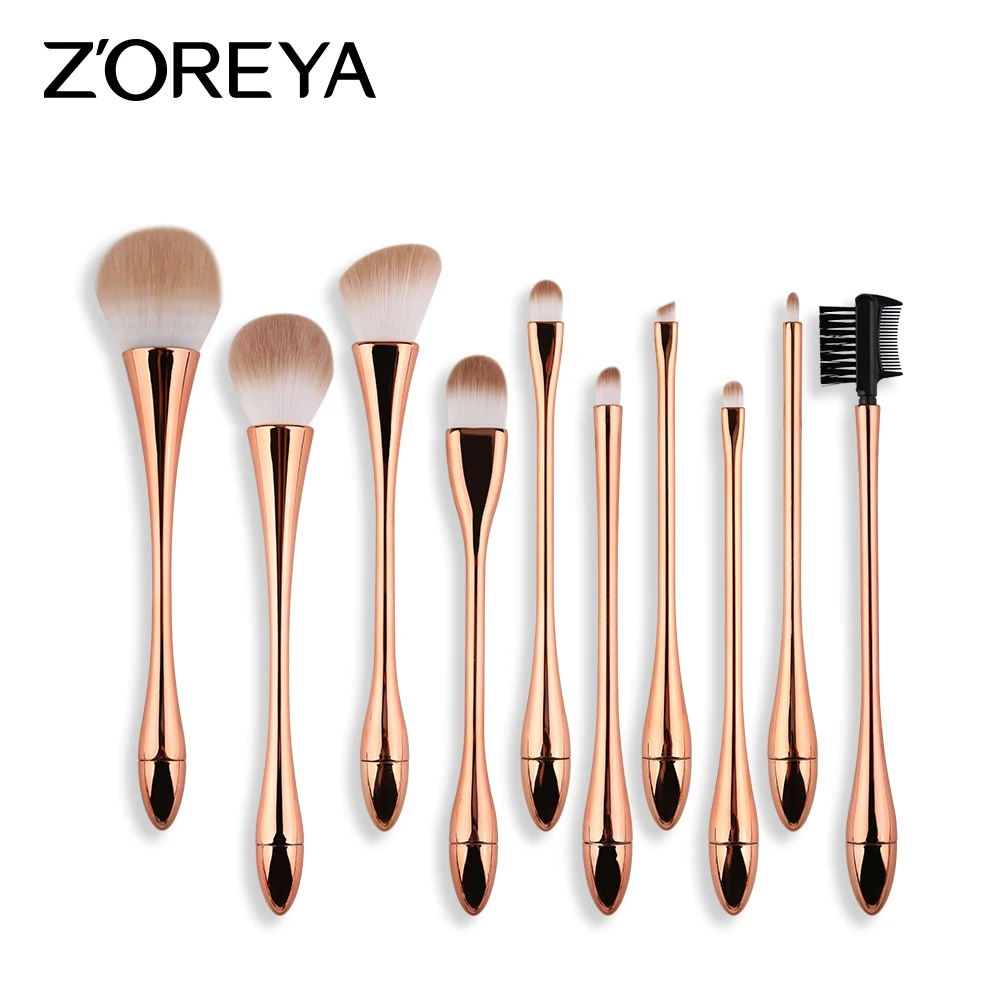 

ZOREYA 2020 10pcs Spot Goblets Artificial Fiber Make up Brush Set Beginner Brush Set Cosmetic Tool