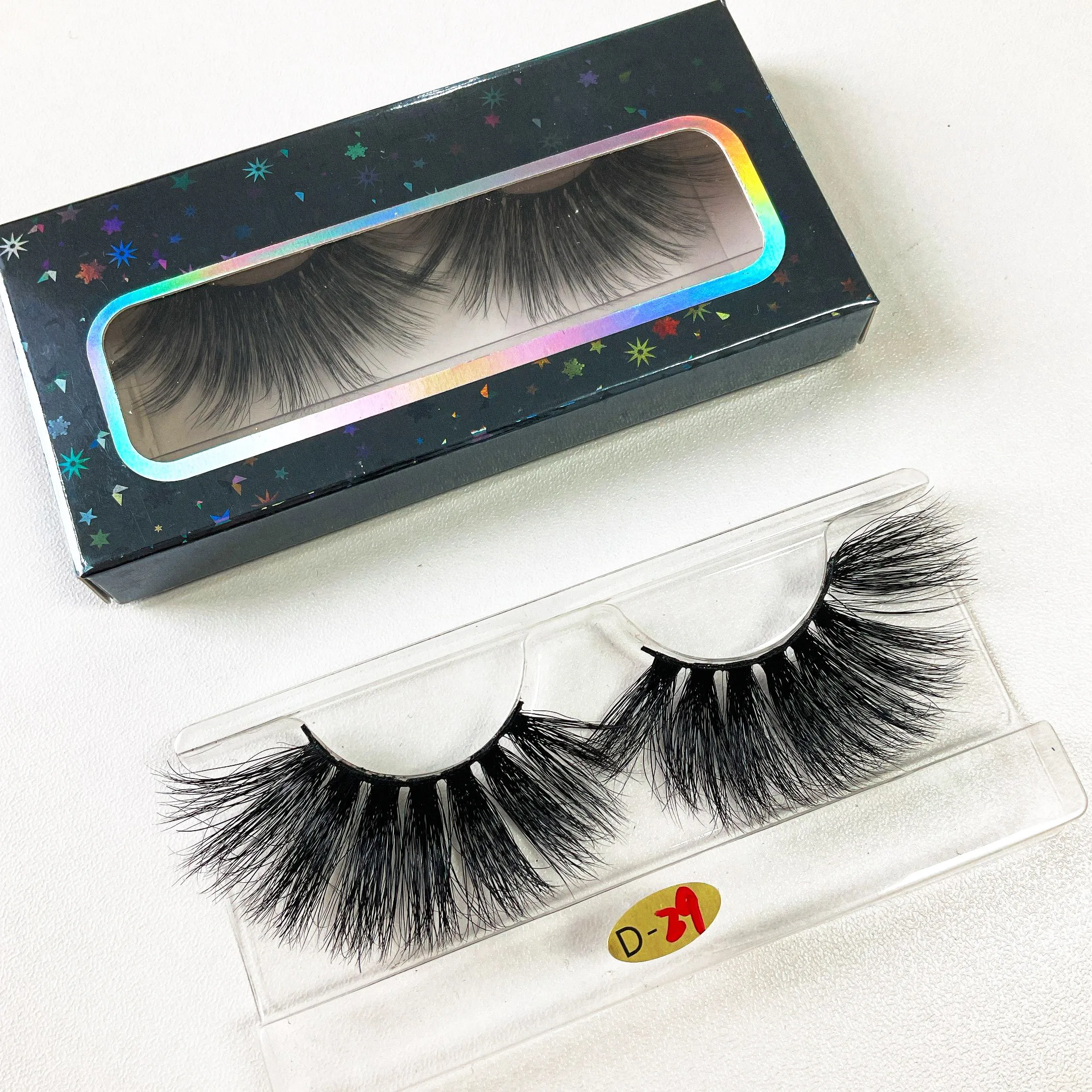 

Wholesale vegan mink eyelashes 25mm 3d 100% mink fluffy mink lashes with custom eyelash packaging paper box, Black