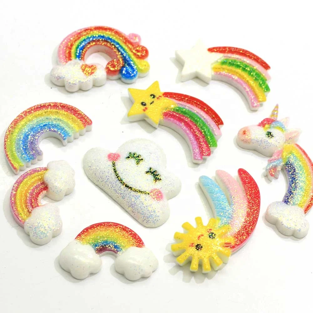 

DIY Jewelry Craft Accessories Resin Rainbow Cloud Jewelry Making Component Flatback Hair Pin Decorative