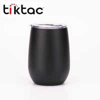 

12oz Egg Shaped Double Wall Insulated Stainless Steel Wine Tumbler Cup with Lid And Straw