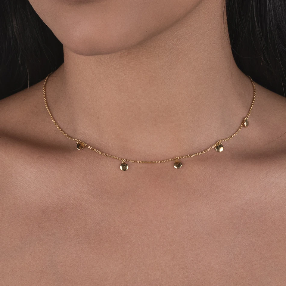 

Whoselase 18k Gold Vermeil Fashion Jewelry 925 Sterling silver Choker Coin Necklace For Women