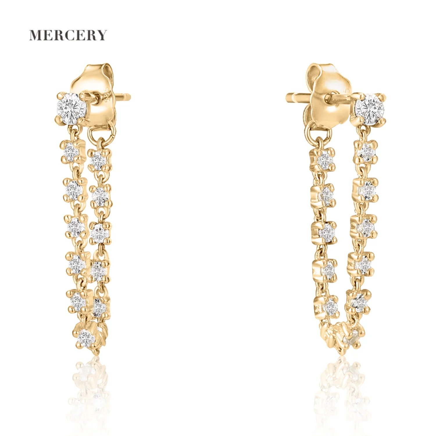 

Mercery Women Earrings Trendy Jewelry Beautifully Designed Topaz Stone Drop Chain Earrings 14k Solid Gold Stud Earring For Girls