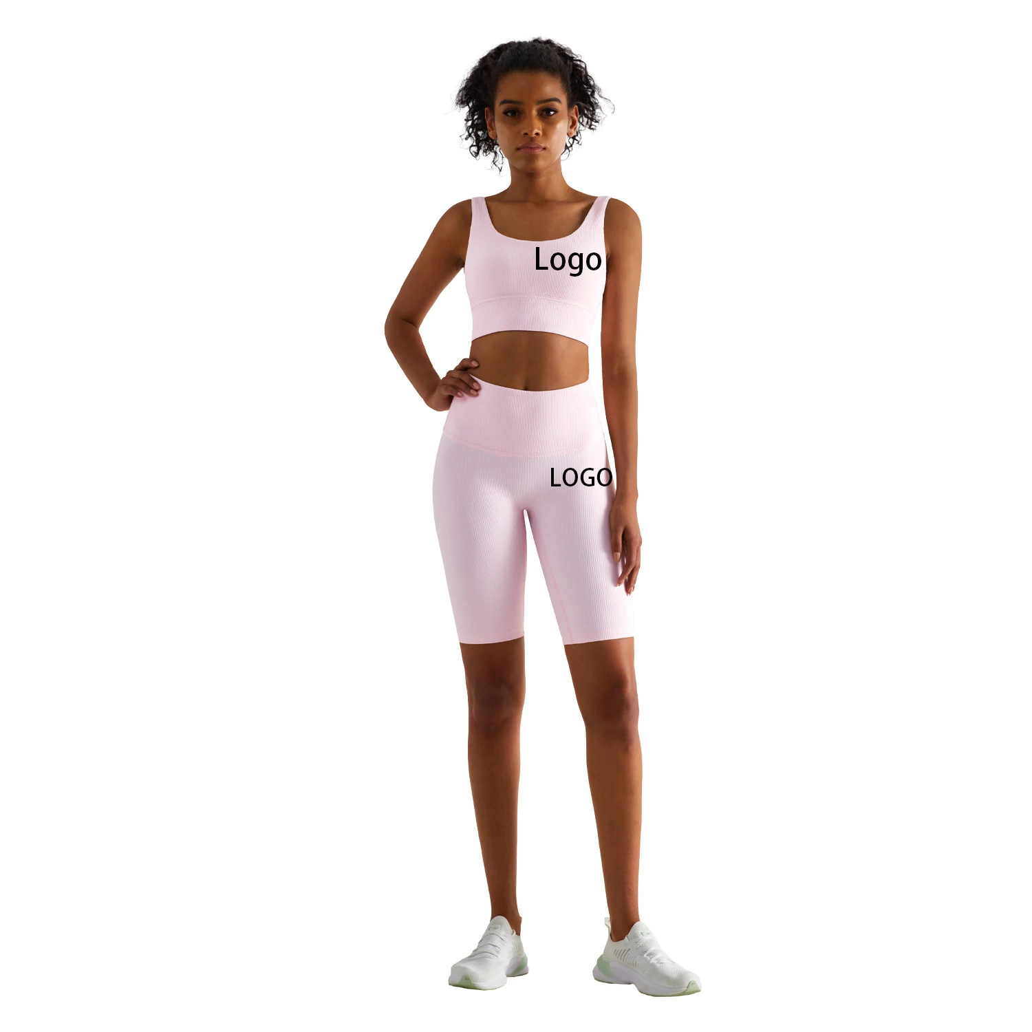 

Custom Logo Hot Sale Women Sportswear Ribbed Fitness Bra And Crotchless Shorts Gym Running Wear Yoga Set Two Piece Sport Suit