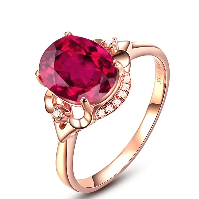 

Natural ruby ring oval classic pink morganite engagement ring 18k gold plated exquisite jewelry gift, Red