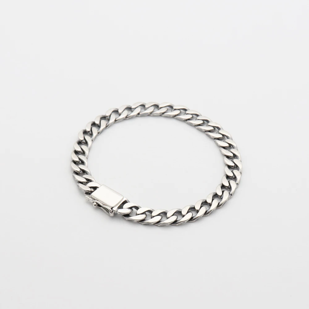 

Chris April in stock fine jewelry 925 Sterling silver white gold plated chain men bracelets