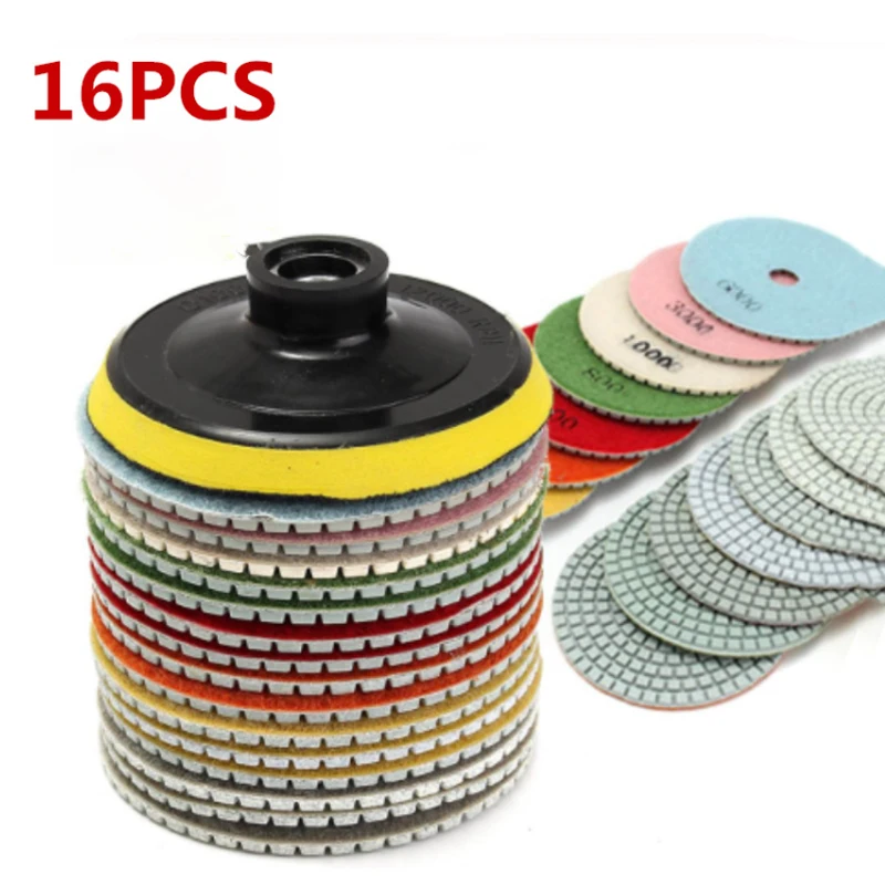 

16pcs 1Set 100mm 4 Inch Marble Diamond Grinding Disc Polishing Pad for Stone Polishing Renewing