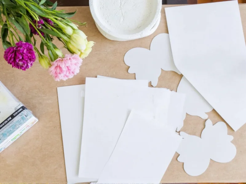 DIY window cling materials on craft table