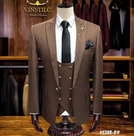 

New Gentleman 3 Pcs Set Elegant Office Wedding Business Man Suit
