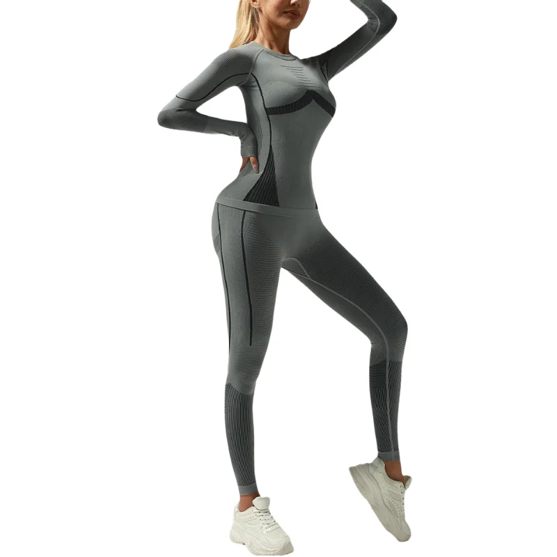2-Piece Set High-Waisted拼接设计Yoga Set