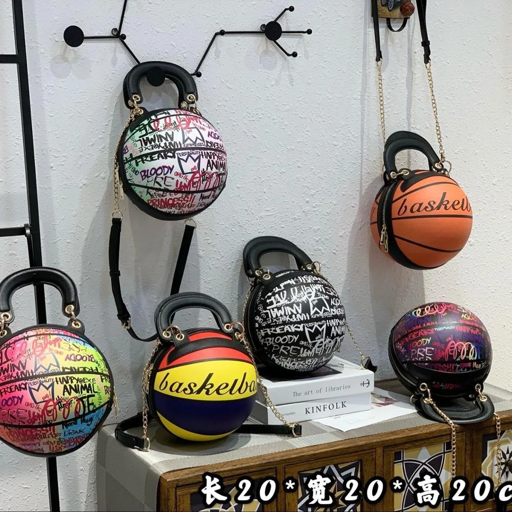 

Top sale Large capacity round handbag chain woman basketball purse handbag, Customizable