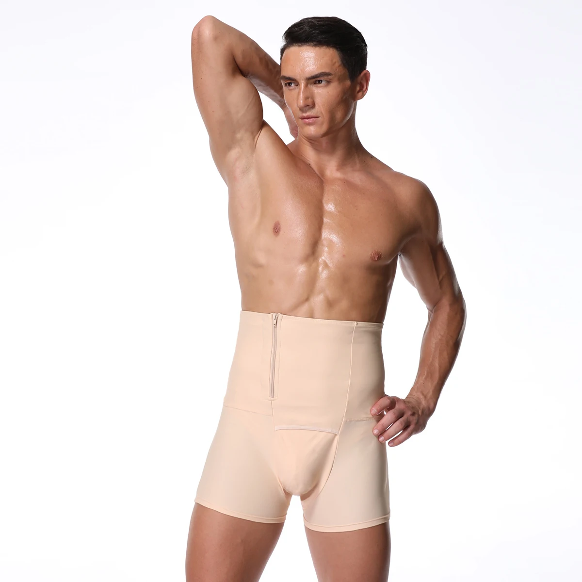 

Men's plus size shapewear quick dry butt lifter fitness workout shapewear, Black, skin