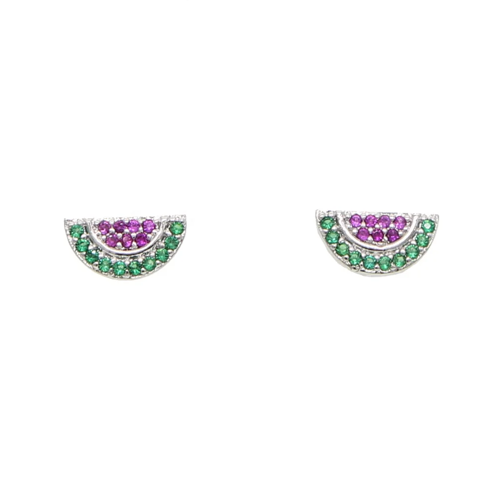 

2021 colorful summer beach new design jewelry gold silver watermelon palm tree wineglass cute lovely stud earring for women