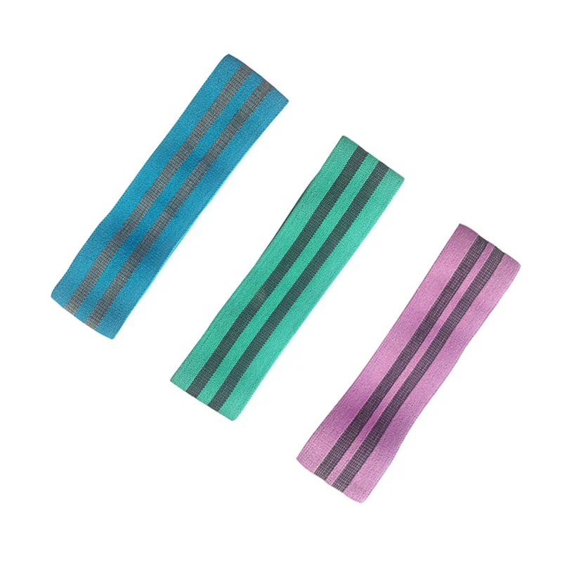 

3 Pc Set RTS Promotional Hot Sale Custom Logo Fabric Non Slip Black Fitness Exercise Elastic Gym Home Training Resistance Bands, Black blue pink green purple gray or custom color