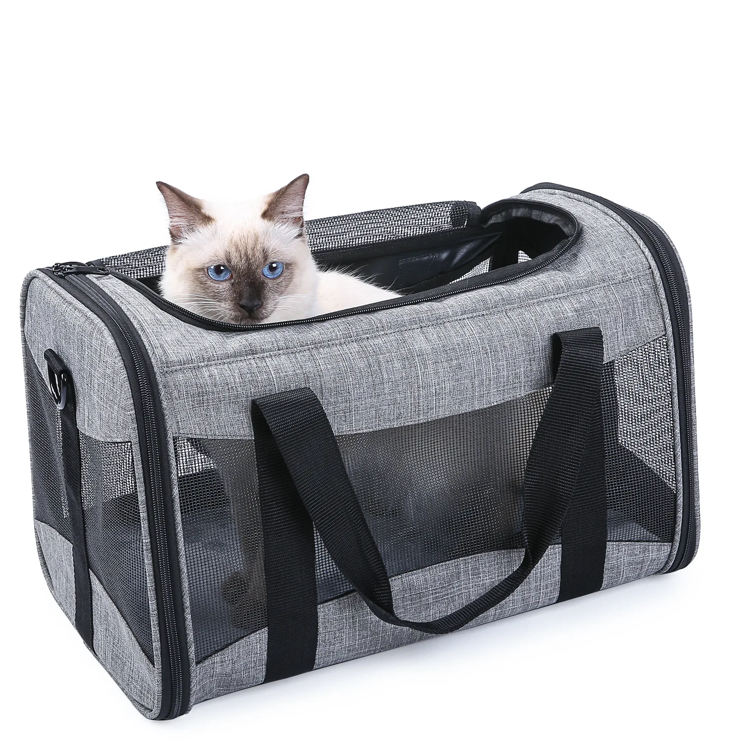 

Durable 2 Sides Ventilation Holes Fashion Mesh Dog Carrier Expandable Pet Backpack Dog Carrier Bag Pet Travel, Grey