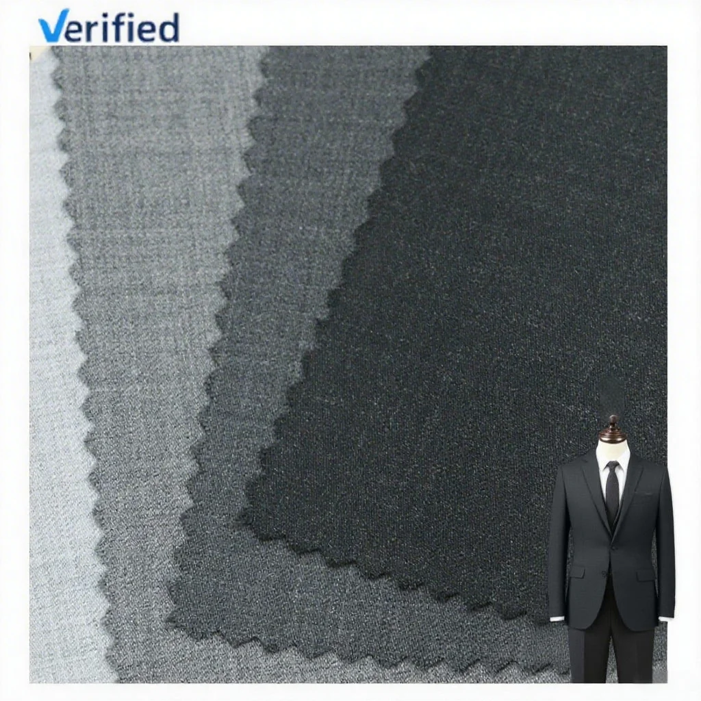 Classic TWILL 50%W 46%P 4%LY Italian Suit Fabric Worsted Merino Wool/Polyester Fabric for Men's Suits Suitable for All Season
