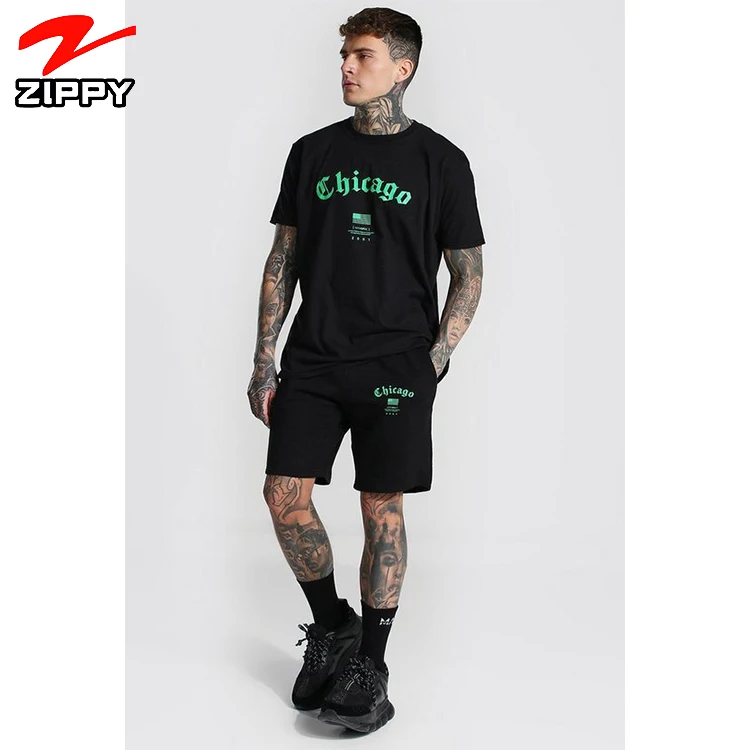 

2021 Mens Short Sets Summer 2 Piece Set blank custom sweatsuits with logo two piece shorts set men, Custom color