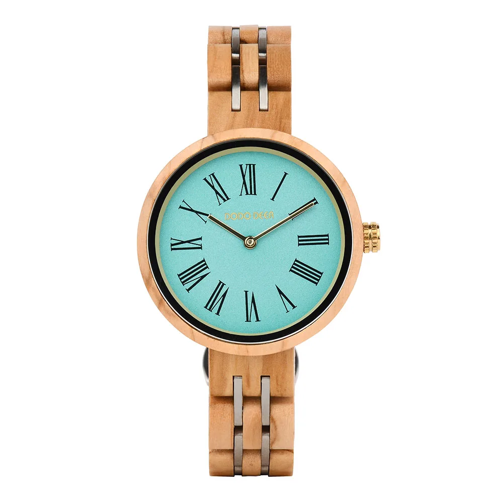 2025 Antiqued Natural Olive Wood Quartz Watch for Ladies and Kids Popular Hypoallergenic Fashion with Pointer Dial Display