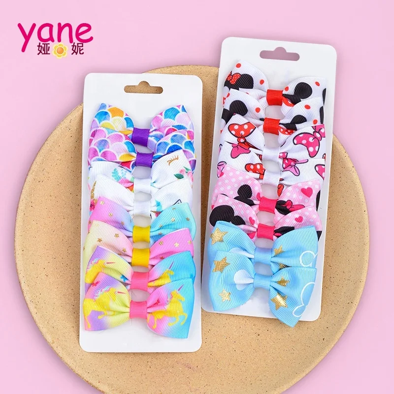 

Jojo Children's Set hair accessories gradient rainbow unicorn bow hair clip 8 color children's hair clip