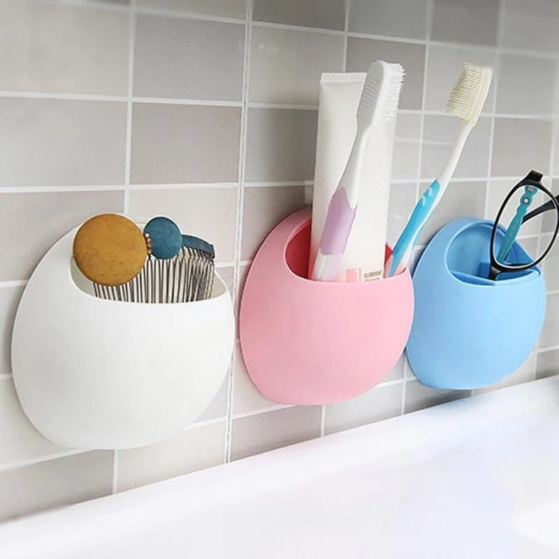 

New Cute Toothbrush Sucker Holder Wall Mount Holder Hooks Cup Organizer Bathroom Organizer Family Tools Accessories, White/blue/pink/green