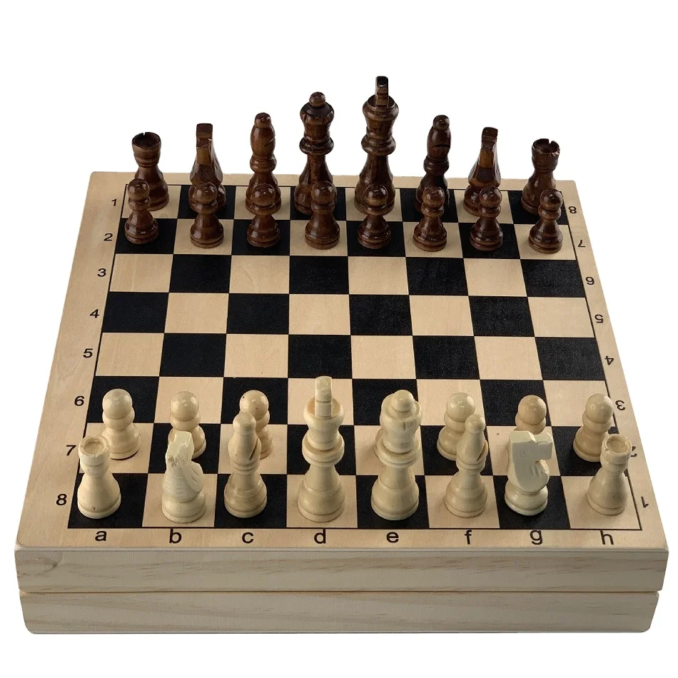 Handcrafted Wooden International Chess & Slingshot Board Game - 2-in-1 Educational Table Game for Kids & Adults