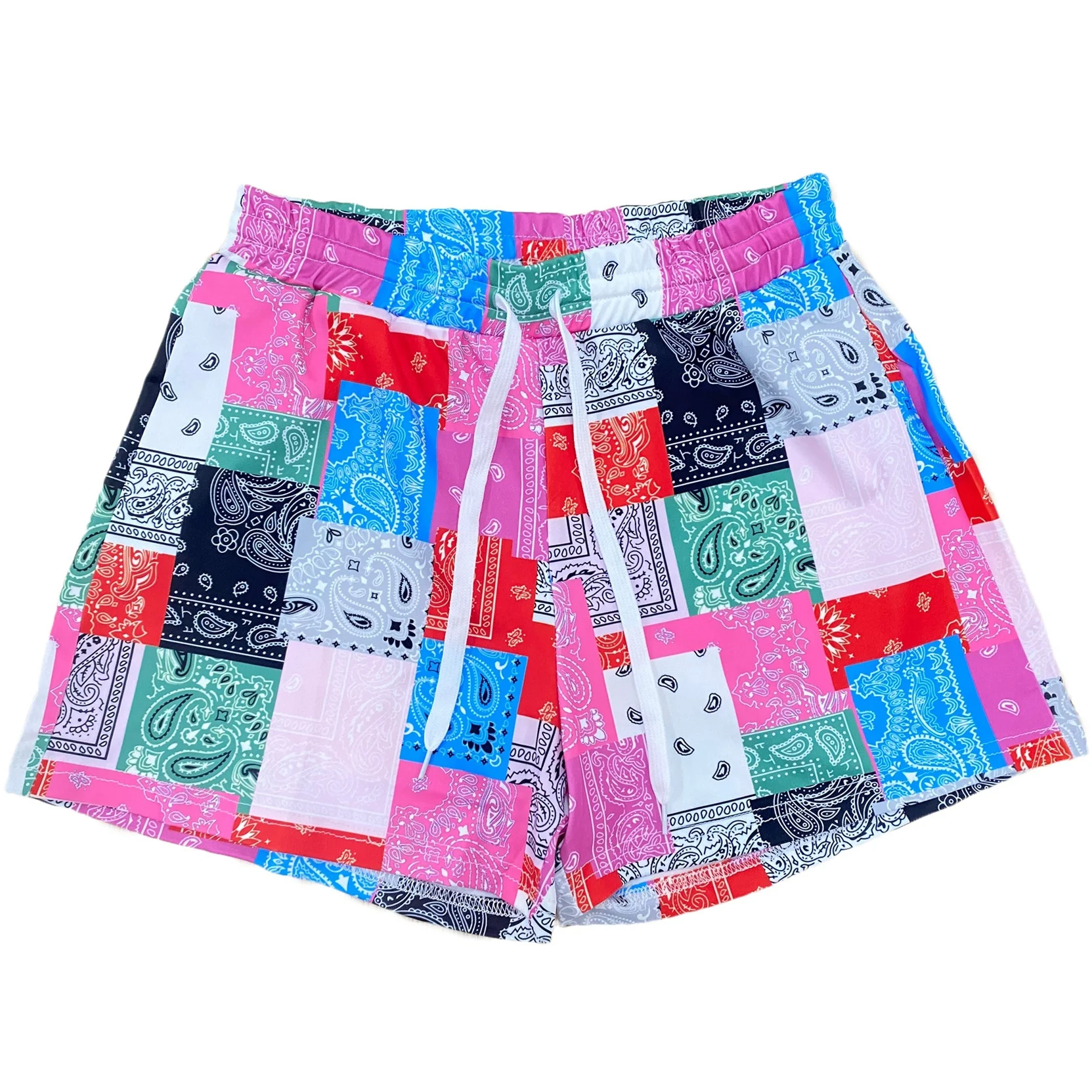 

Summer Paisley New Design Jogger Drawstring Print Color Swim Beach Shorts Women