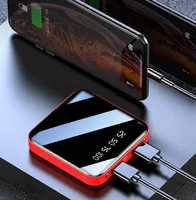 

10000mah Easy-Carry Mini Thin Power Bank Full Mirror LED Design Cell Phone Charger Dual USB Micro Type C Charging Power Bank