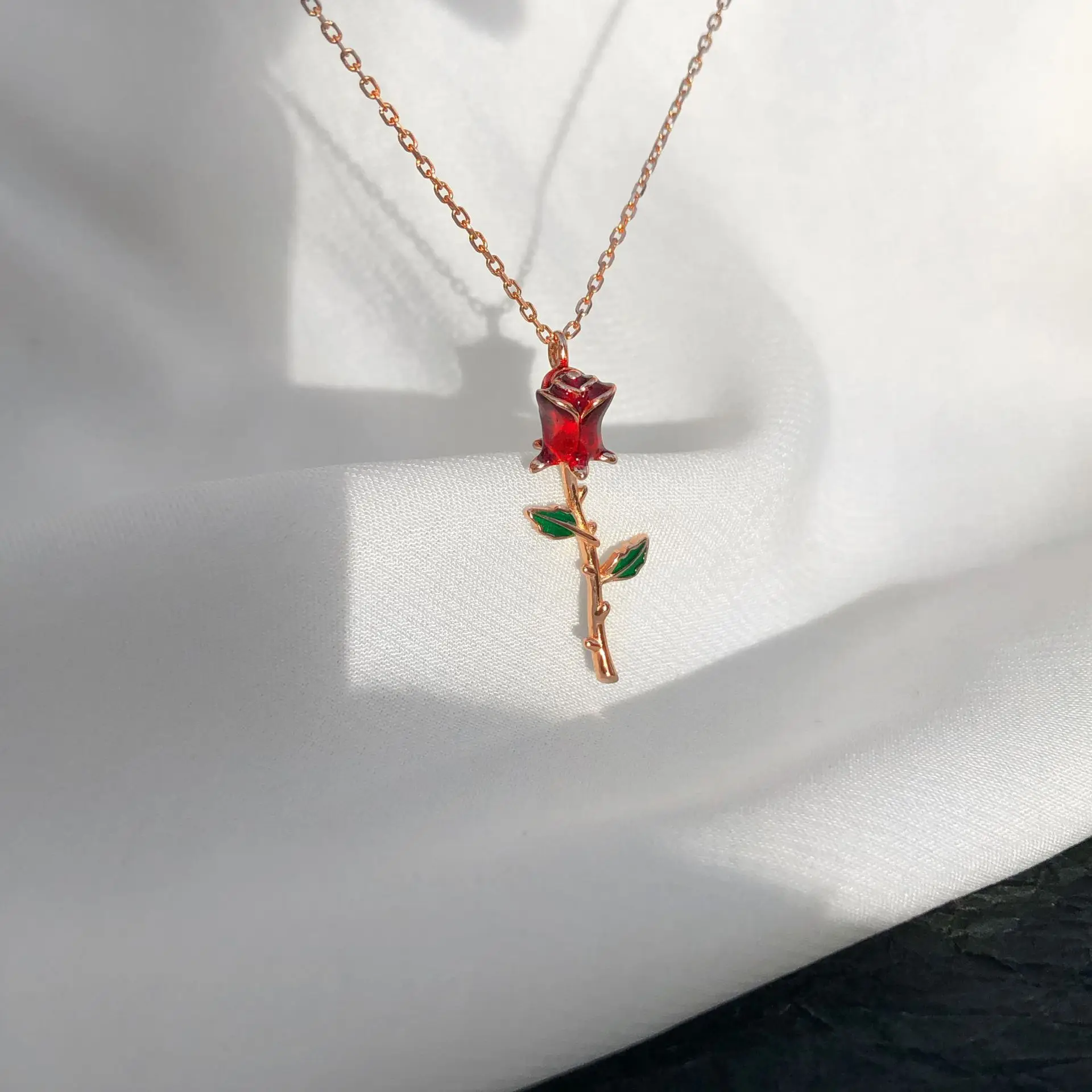 

French Romantic style silver material rose gold plated rose flower women valentine gift