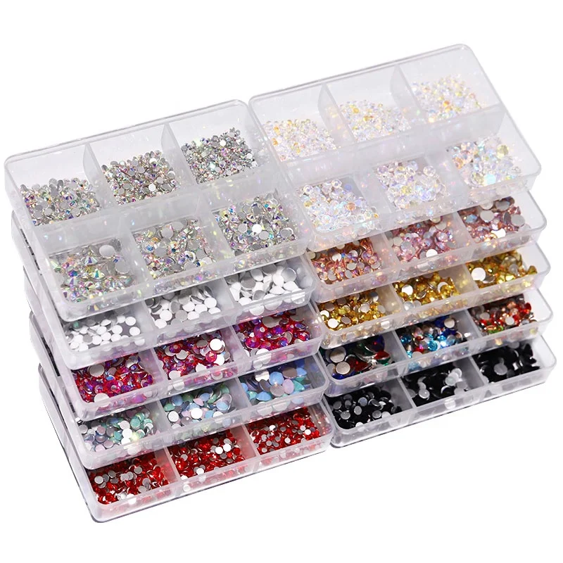 

Bling Round Flatback Crystal Rhinestone Nail Art Rhinestone Decoration, 14 color as color chart show