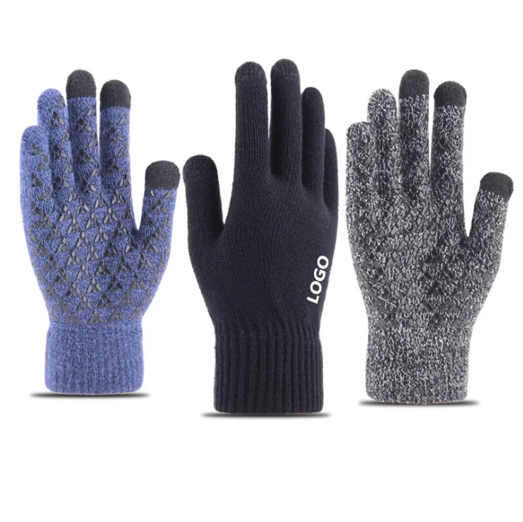 
Winter Adult Custom Knit acrylic Gloves touchscreen with phone gloves 