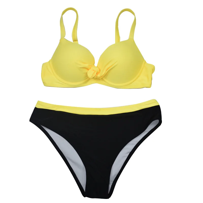 

YZ-0158 Triangle Pure Color Sexy Bikini Candy Color Wave Bathing Suit Triangle Sexy Woman Bikini Set