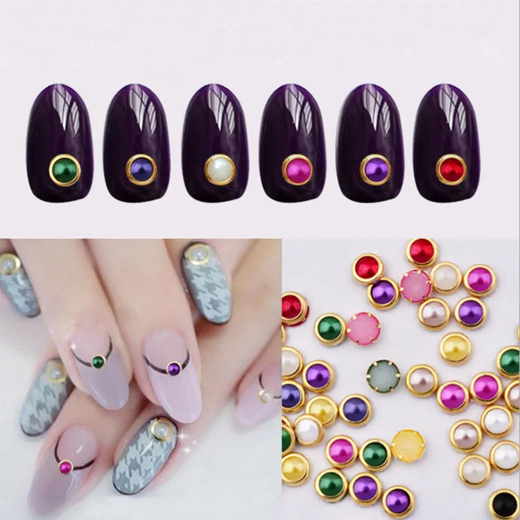 

Wholesale 100pcs Japanese Nail Art Jewelry Wrapped Pearl White AB Mixed Color Pearl Nail Sticker Adornment, Colorful