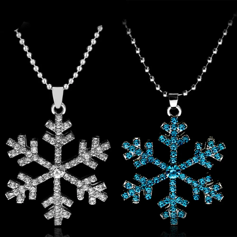 

Christmas Charm Vintage Lady Choker Blue Silve Crystal Snowflake Flower Silver Necklaces Jewelry, White /blue