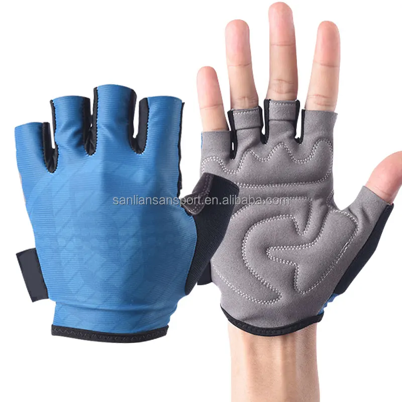 

Customized sublimation design wholesale half finger comfort riding gloves men and girl bicycle gloves factory, Black