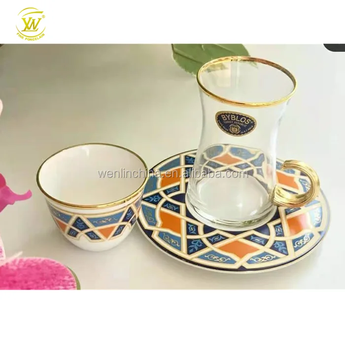 Unique Arabic Design Factory Price For 6 Cawa Cups With 6 Saucers With