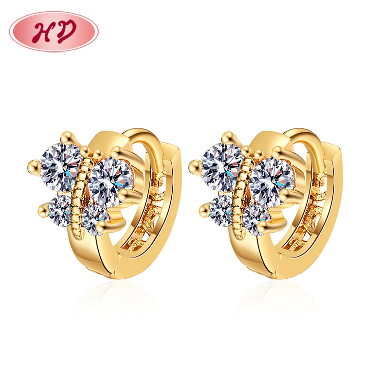 Free Shipping 18K Gold Cz Cubic Zirconia Hypoallergenicgold Plated Jewelry Butterfly Huggies Earring