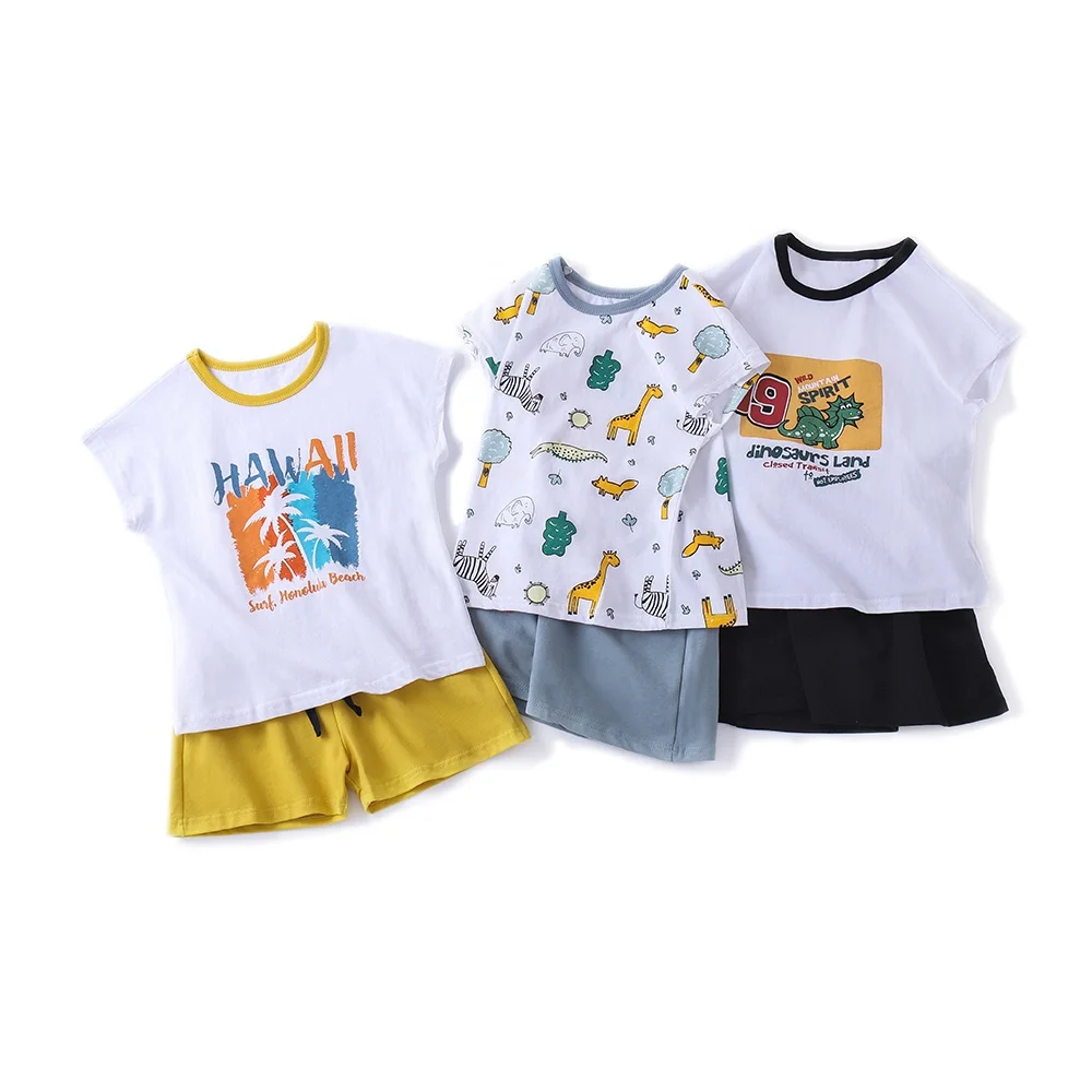 

Kids Clothing Short Sleeves With Cartoon Patterns For Clidren Clothes Set 95%Cotton 5% Spandex Boys' T-Shirts And Girls' Tshirt, Picture