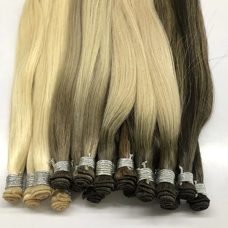 

10A top quality European remy double drawn cuticle aligned balayage hair hand tied weft hair extensions
