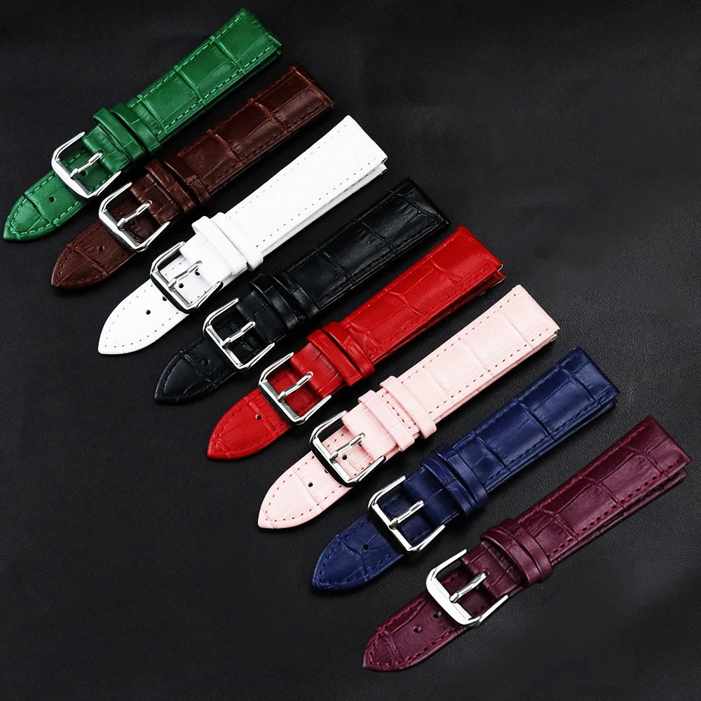 

Slub Pattern Leather Watch Band Spring Bar Accessories 10mm-24mm Waterproof and Sweatproof for Samsung