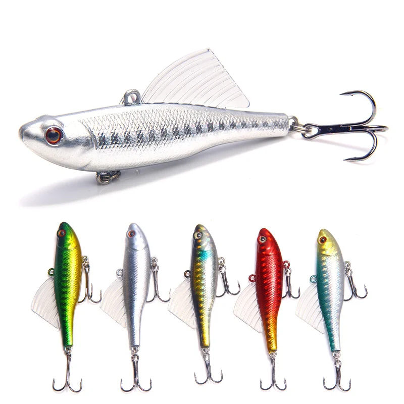 

7 Days Delivery Hard Bait Submerged Bait 65mm Plastic Fishing Vib Sinking Lure With Wing, 5 colors
