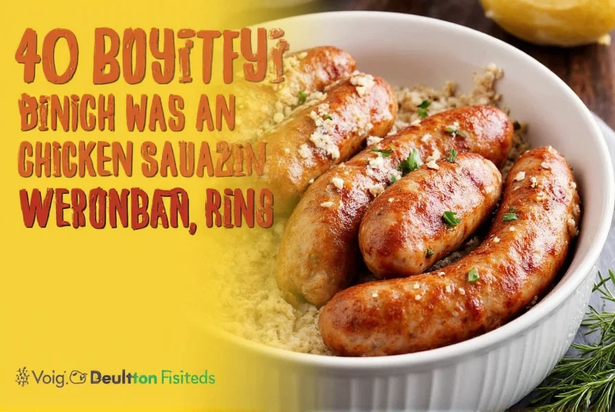 Plated chicken sausages served on a wooden board