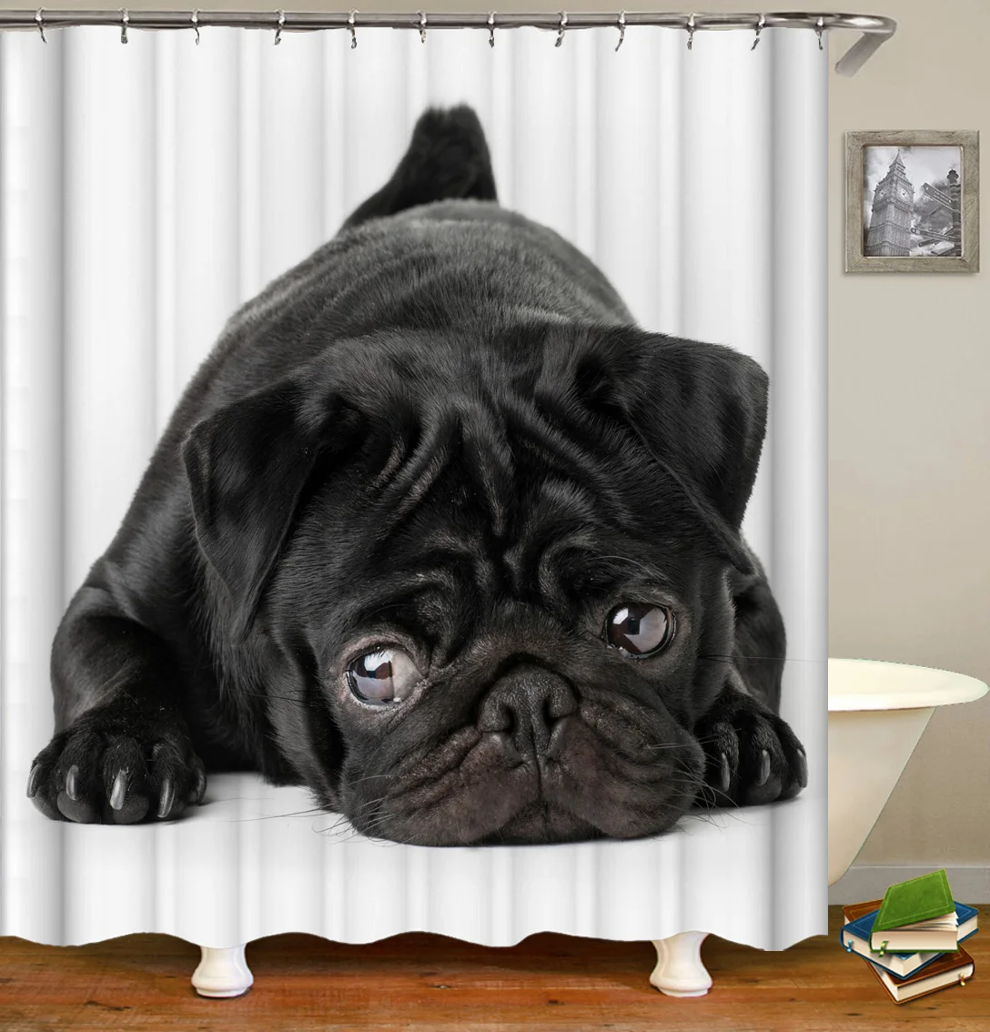 

i@home 3d printing waterproof digital mildew resistant 100% polyester dog fabric shower curtain