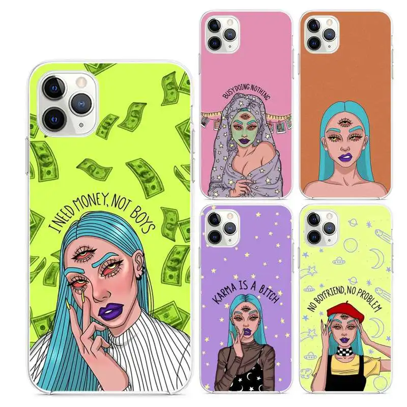 

Fashionable personality psychedelic alien girl transparent TPU printed phone case for iPhone 11 11Pro 11Pro Max Case