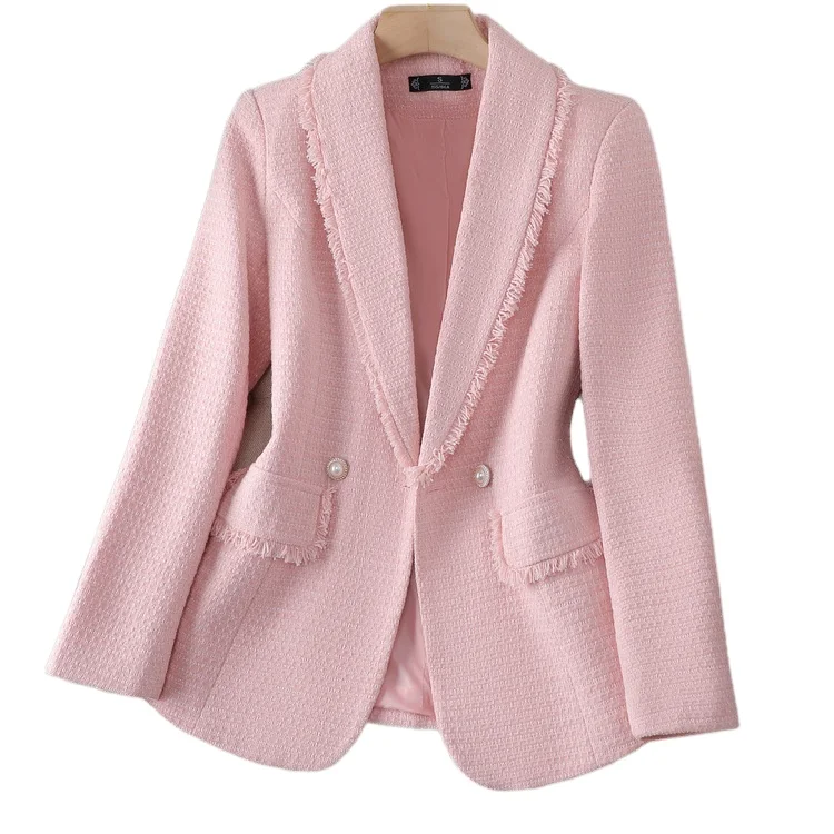 S-4XL Women's blazer Outerwear New High-end Feeling Top Rough Tweed Luxury Style blazer Jacket for Party