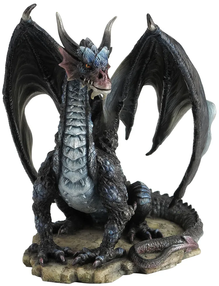 Veronese Design - Black Dragon Sitting Up - Color Painted Finishing ...