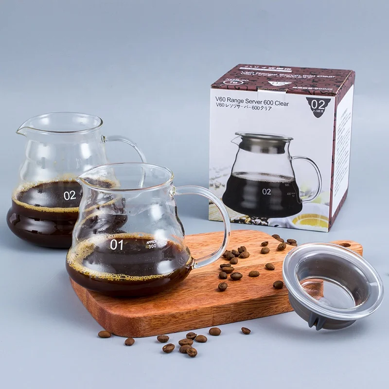 

V60 Cold Brew Coffee Pot Carafe Clear Glass Range Coffee Server for Hand Drip Coffee