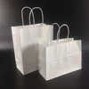 Eco Friendly biodegradable logo printing acceptable cheap white paper retail bags with handles